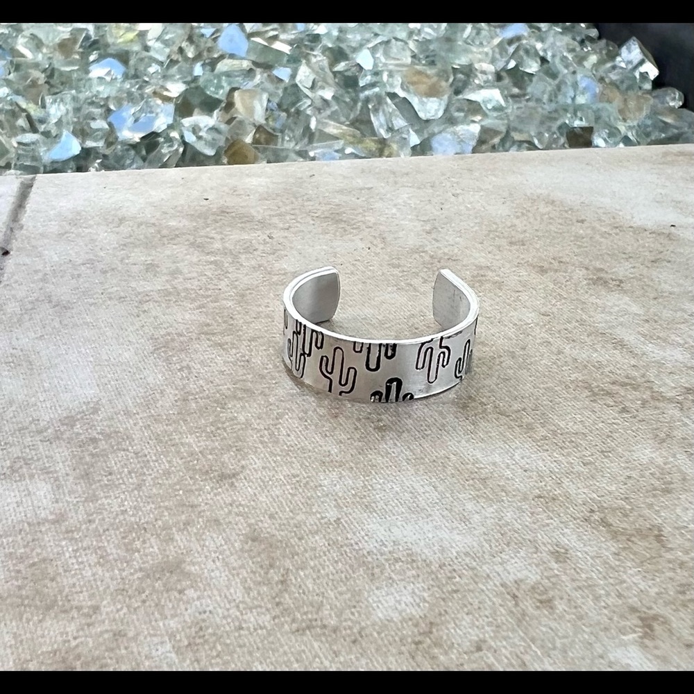 Western style Cactus stamped Ring